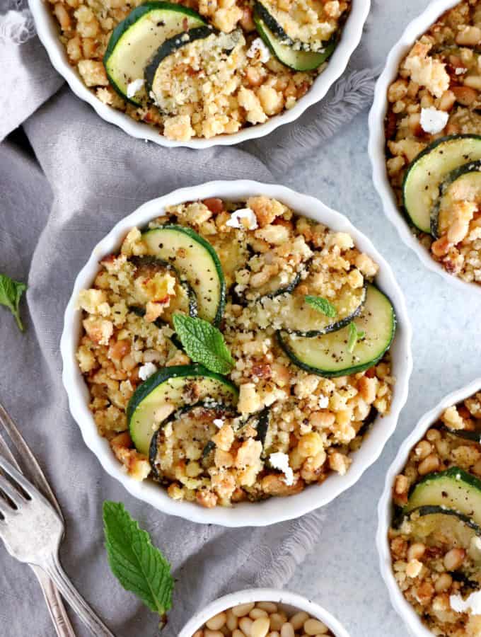 Zucchini Goat Cheese Casserole with Crumble Topping makes a lovely summer dish, bursting with light and refreshing flavors.