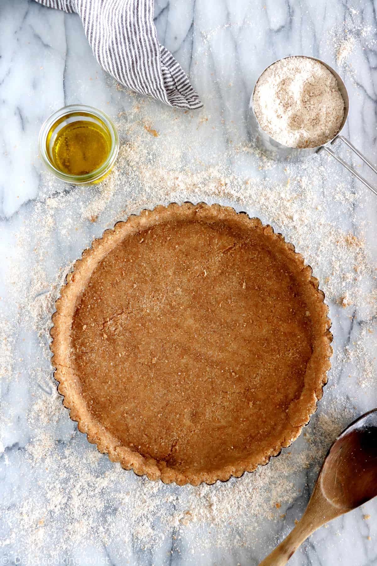 Pâte à tarte à la farine complète et à l'huile d'olive - Del's