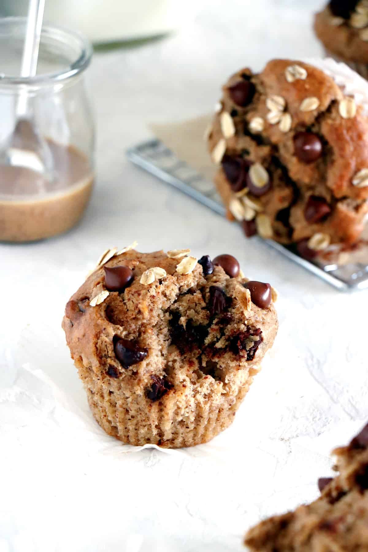 These sugar-free almond butter banana muffins are on the healthy side. They are made with nutritious, wholesome ingredients and packed with fiber.