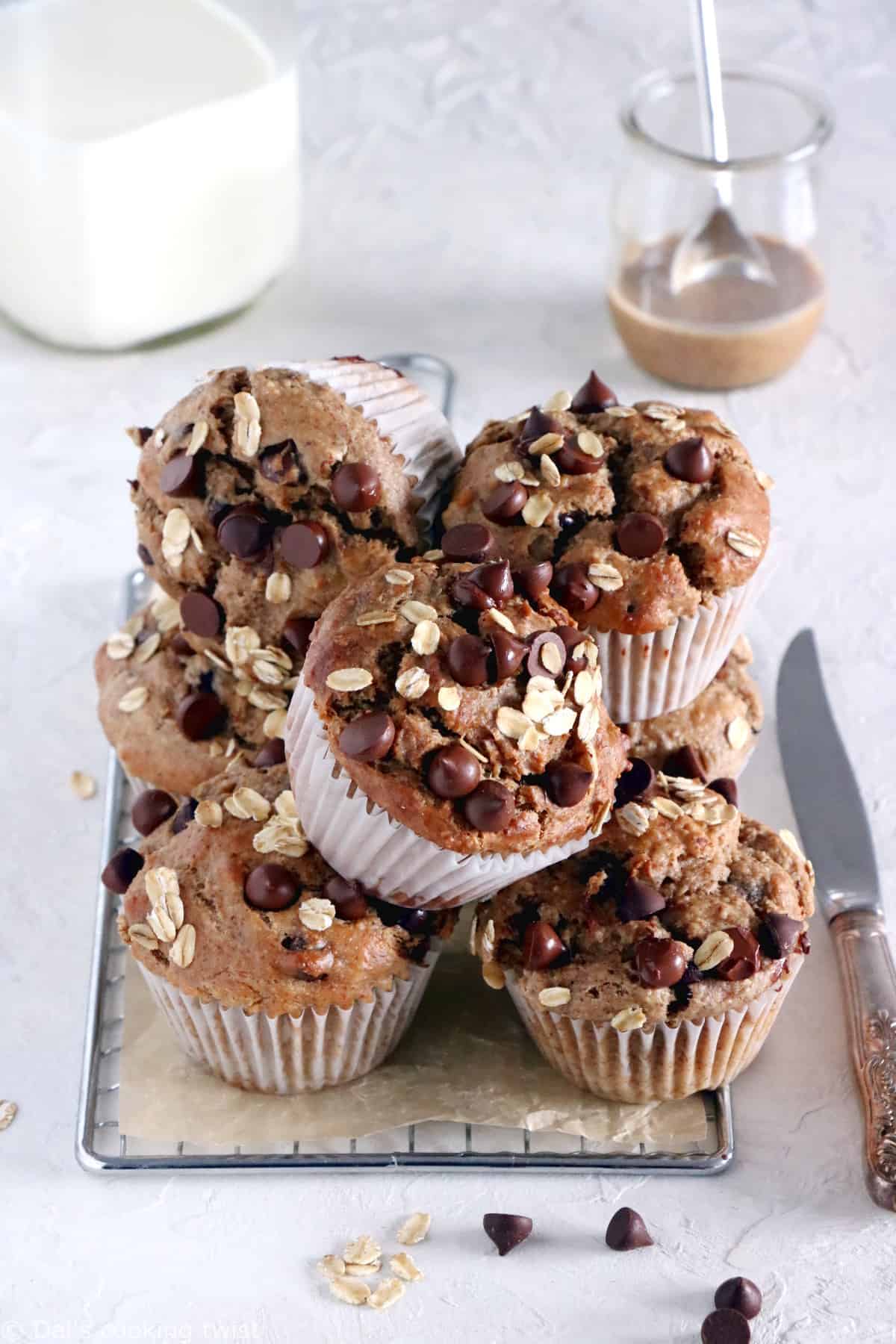 These sugar-free almond butter banana muffins are on the healthy side. They are made with nutritious, wholesome ingredients and packed with fiber.