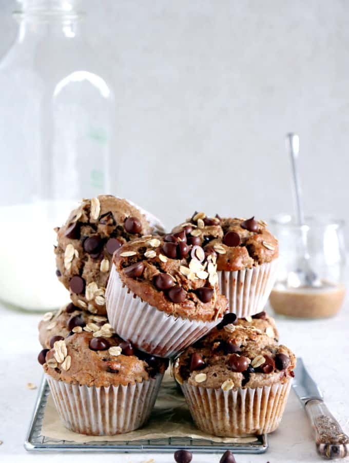 These sugar-free almond butter banana muffins are on the healthy side. They are made with nutritious, wholesome ingredients and packed with fiber.