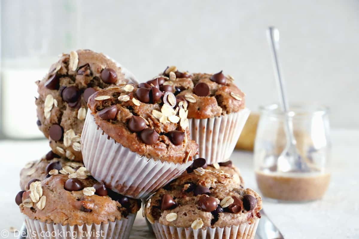 These sugar-free almond butter banana muffins are on the healthy side. They are made with nutritious, wholesome ingredients and packed with fiber.