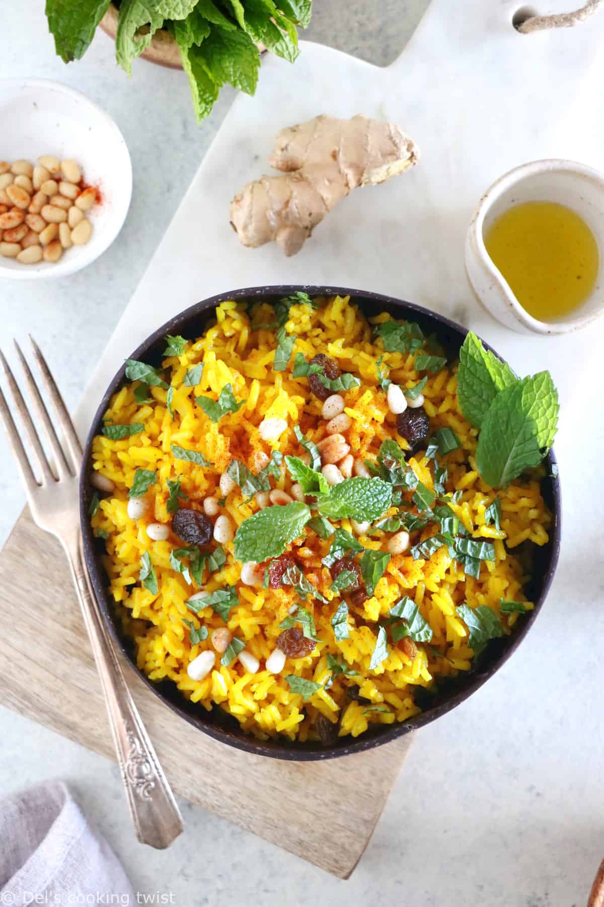 With its warm spices and substantial aromas, this easy ginger turmeric rice is a lovely side or base to grain bowls and salads.