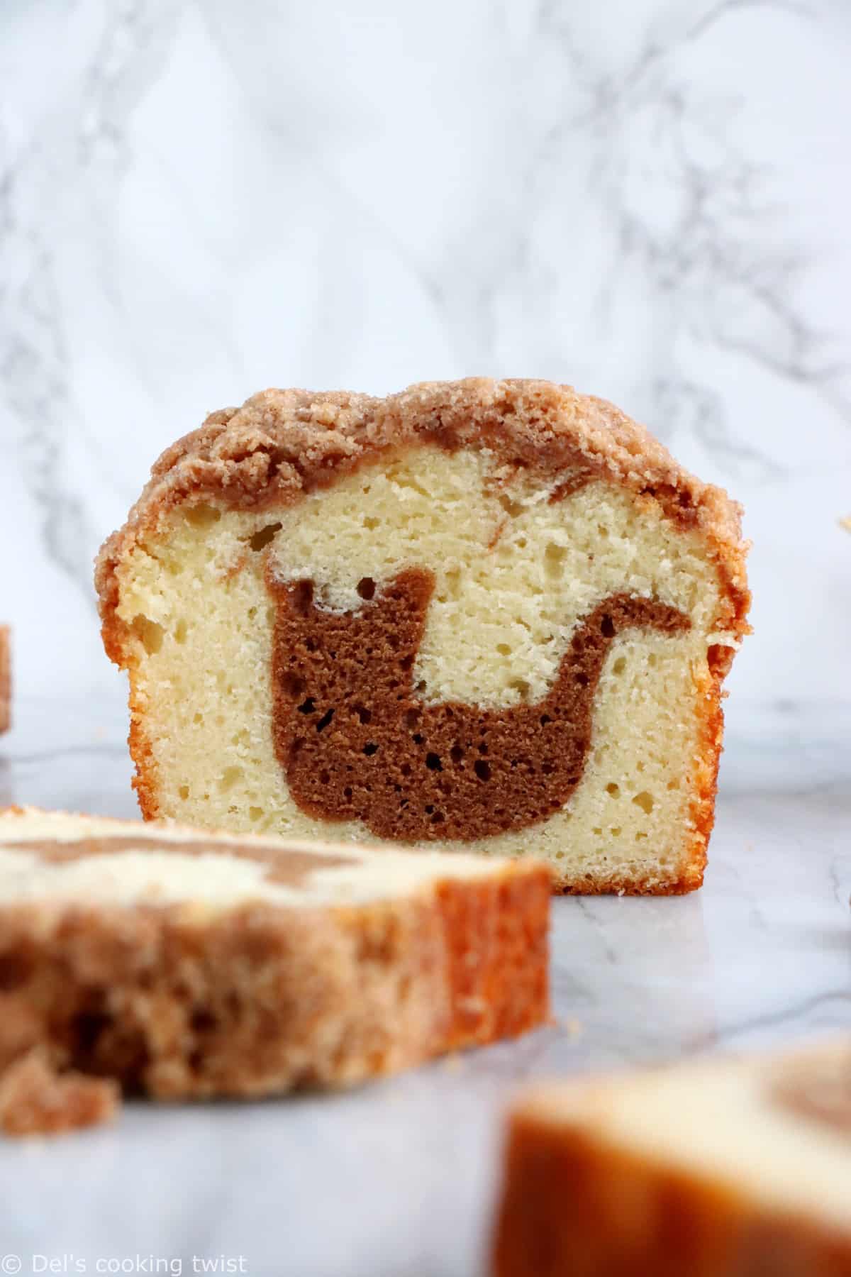 This streusel cinnamon swirl coffee cake is a simple recipe packed with cinnamon flavors.