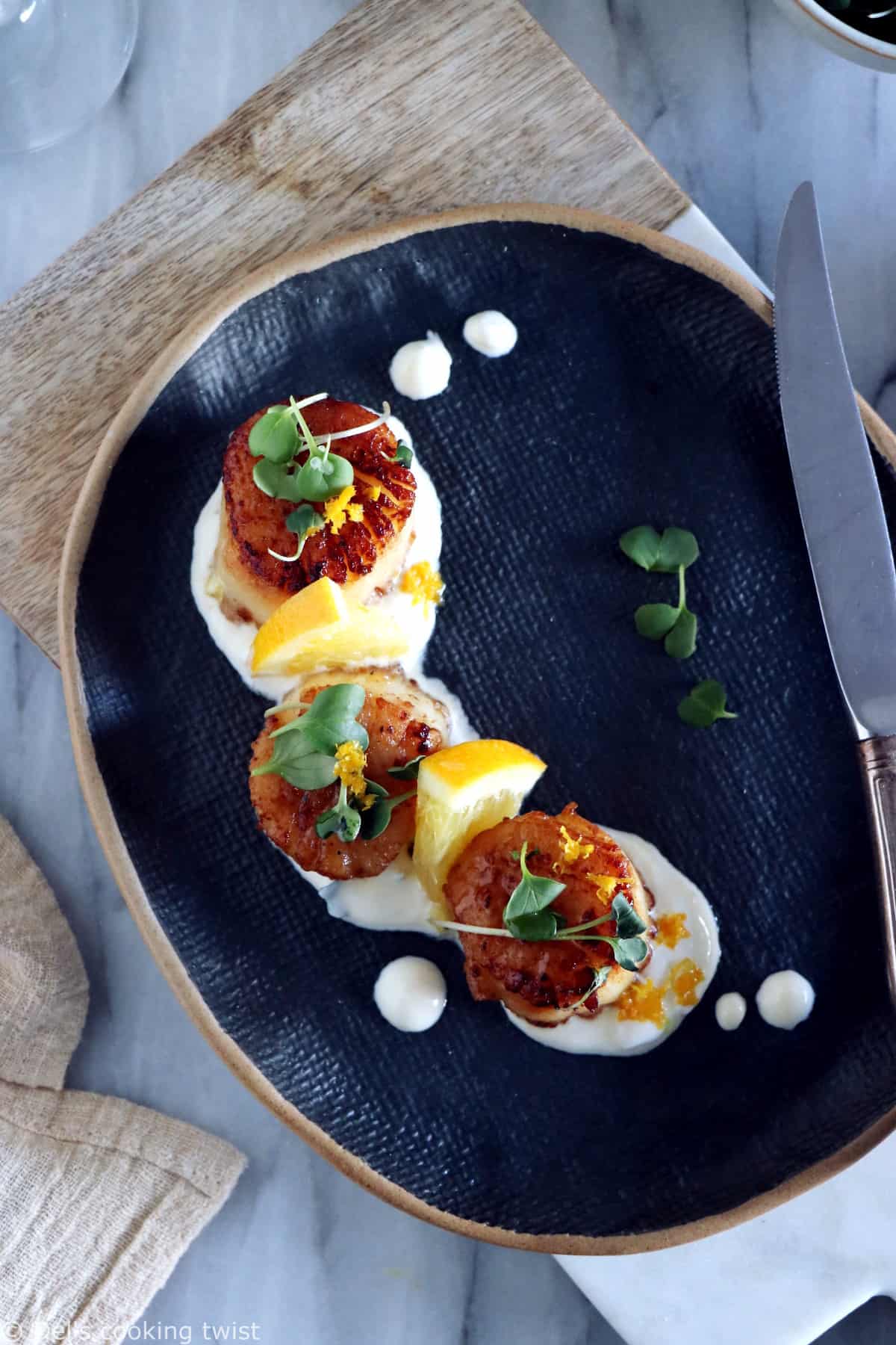 Pan-Seared Scallops with Orange Ginger Sauce - Del's cooking twist