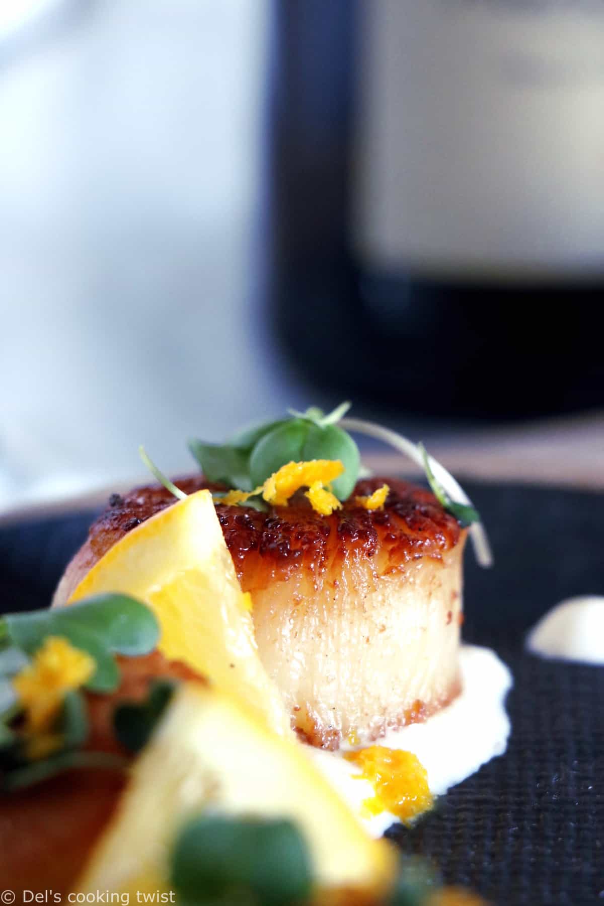 Pan-seared scallops with an orange ginger sauce is a light, elegant dish, enhanced with citrus flavors. Ready under 20 minutes, it's a lovely starter to a 3-course dinner.