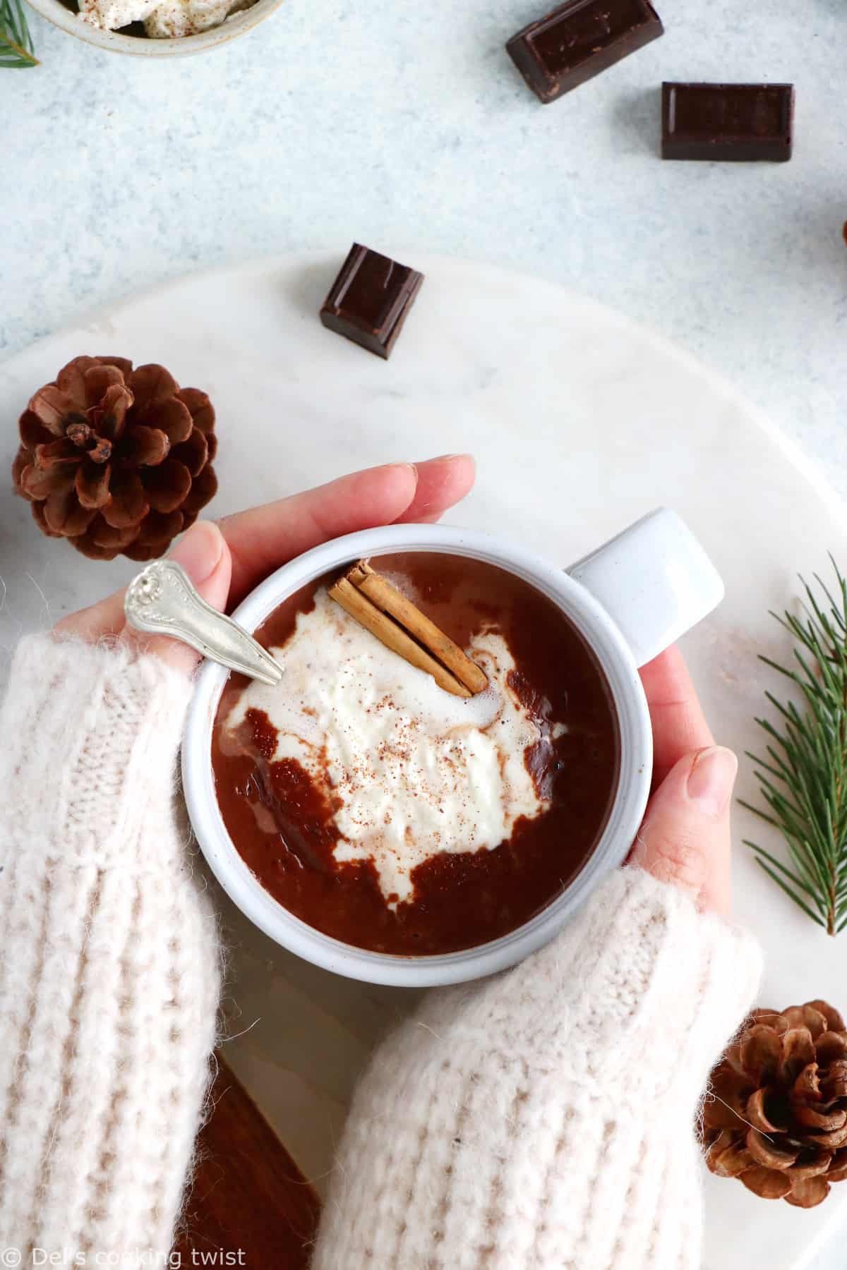 Best homemade hot chocolate is a rich and creamy hot chocolate recipe, prepared with real dark baking chocolate for more intense flavors.