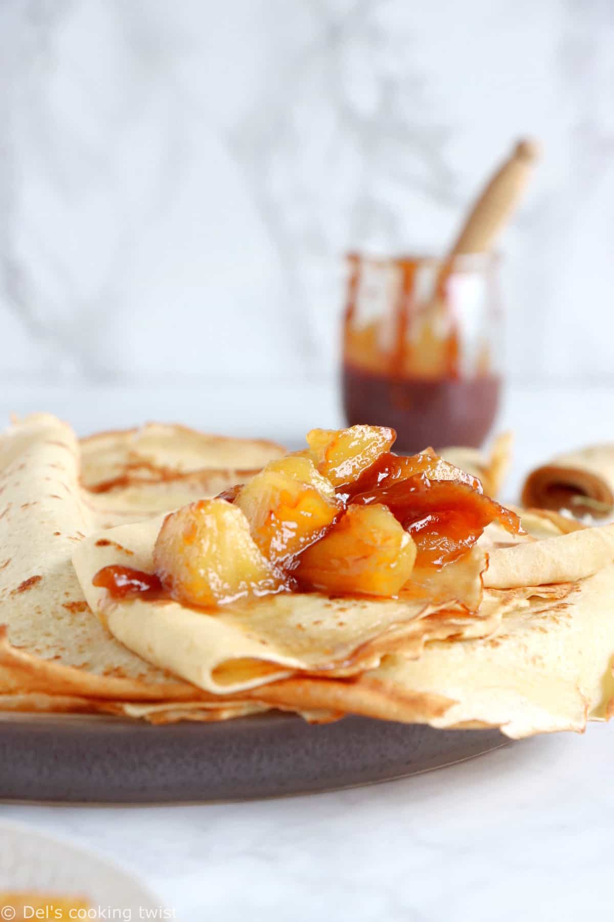These salted caramel apple crepe rolls make for an elegant and fancy dessert yet are rather simple to make.