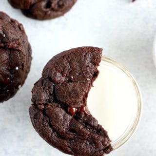 These are the Best Ever Double Chocolate Chip Cookies you could dream of. Super soft and chewy in the center with irresistible crispy edges, these cookies are deliciously sweet, chocolaty and completely decadent.