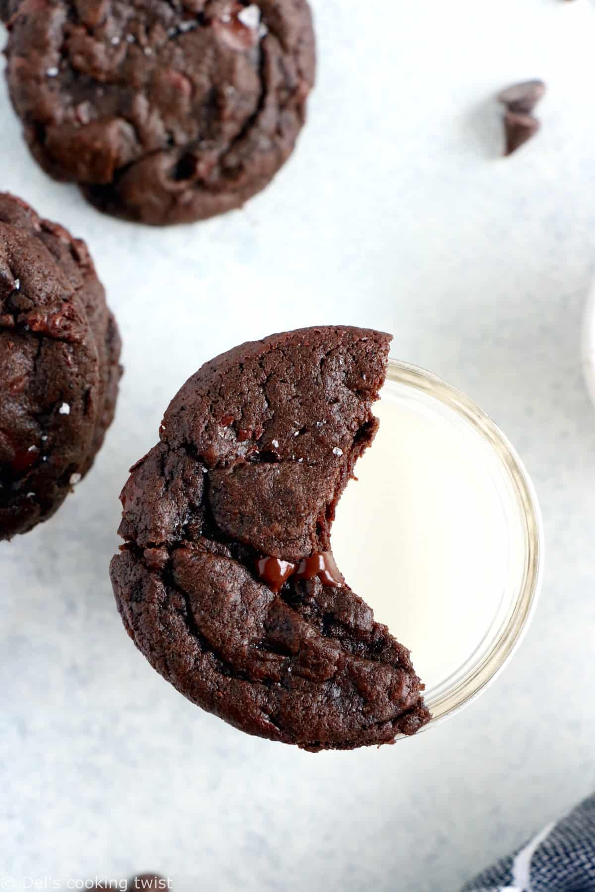 These are the Best Ever Double Chocolate Chip Cookies you could dream of. Super soft and chewy in the center with irresistible crispy edges, these cookies are deliciously sweet, chocolaty and completely decadent.