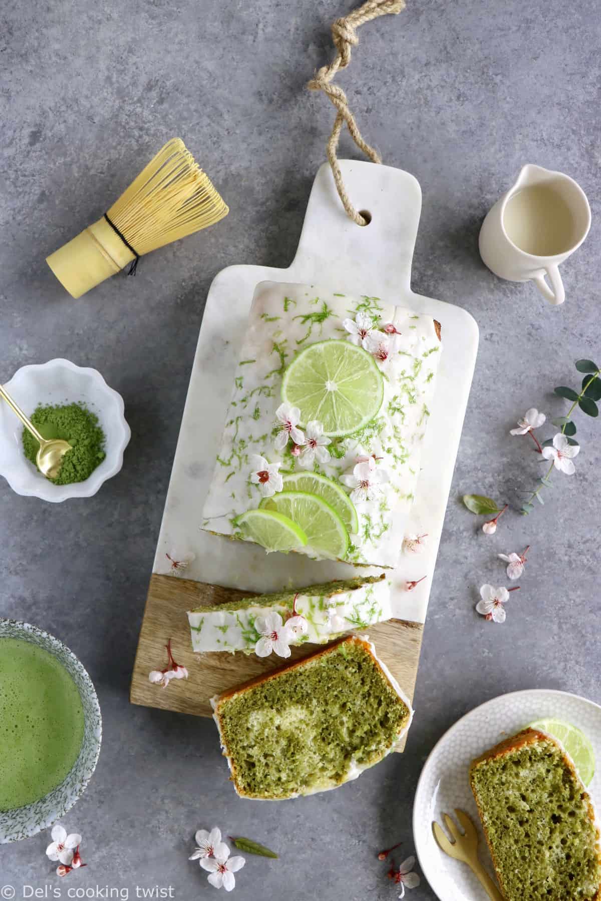 This matcha marble pound cake is the perfect addition to your afternoon tea. Made entirely dairy-free, it offers a perfect balance between sweet, earthy flavors and refreshing lime notes.