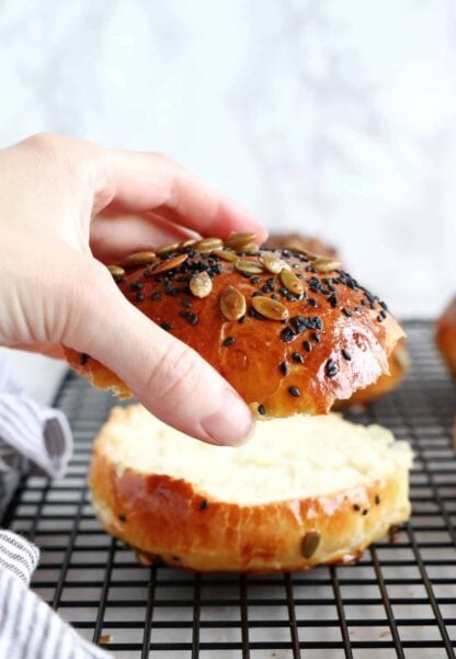 The ultimate brioche burger buns recipe yields the most delicious buns, Bakery-style! Rich and buttery, lightly sweetened, with a soft and pillowy texture.