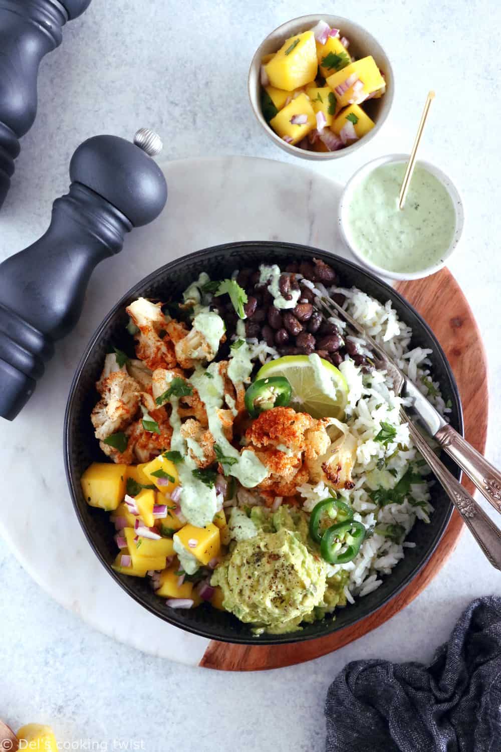 Healthy, colorful, and satisfying, this vegetarian cauliflower burrito bowl will brighten up your lunch game.