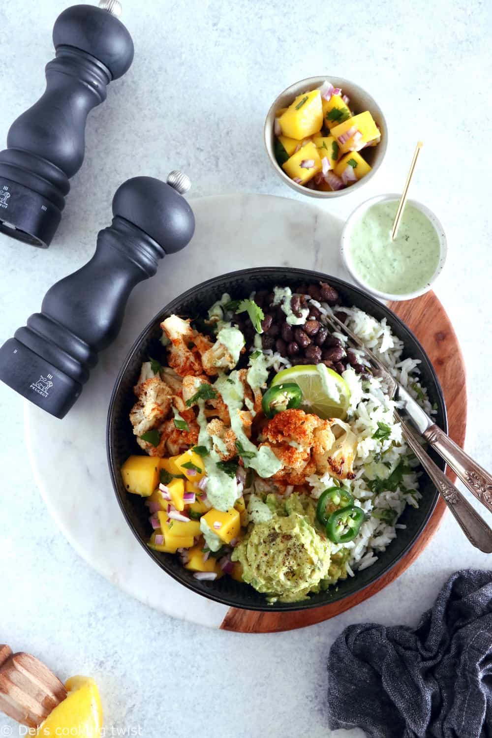 Healthy, colorful, and satisfying, this vegetarian cauliflower burrito bowl will brighten up your lunch game.