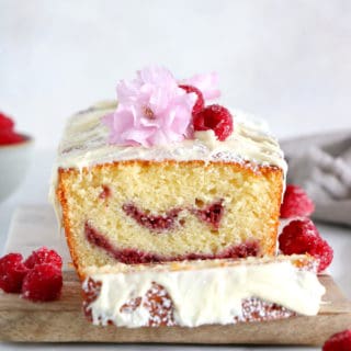 Delicious and easy to make, this white chocolate raspberry marble cake is filled with jammy raspberry swirls and topped with a generous and sweet layer of white chocolate.