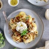 These lemon butter pasta with burrata cheese are packed with delicious garlicky and lemony flavors.