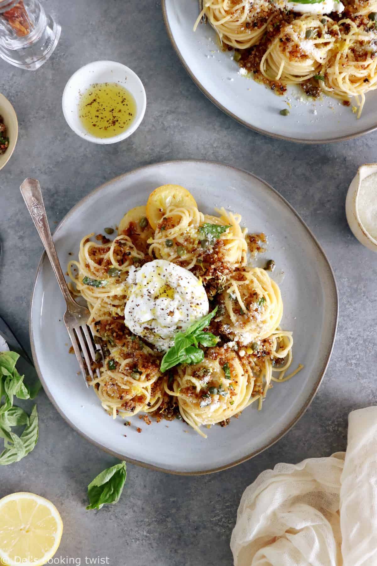 Lemon Butter Pasta with Burrata Cheese