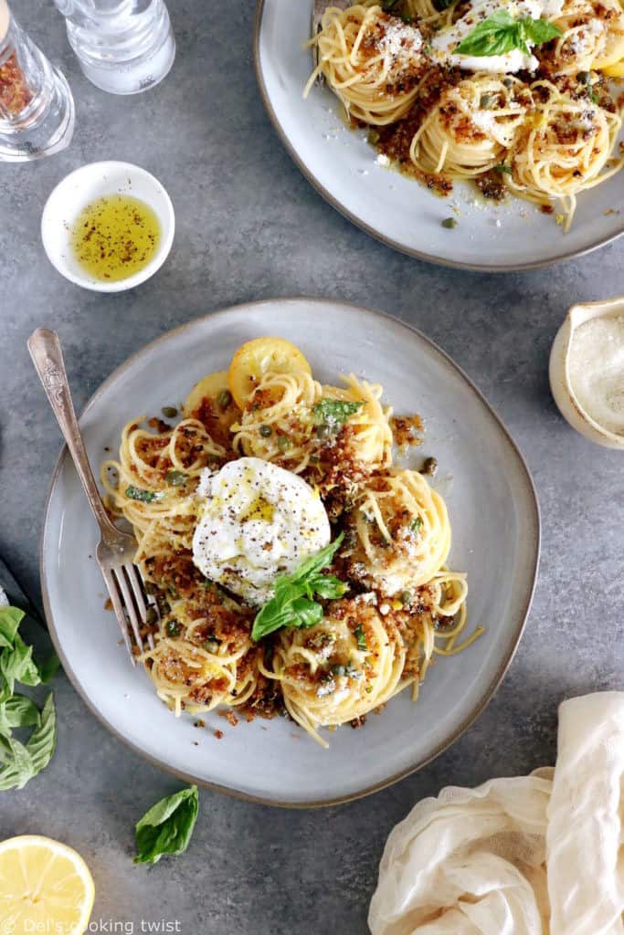Lemon Butter Pasta with Burrata Cheese Del's cooking twist