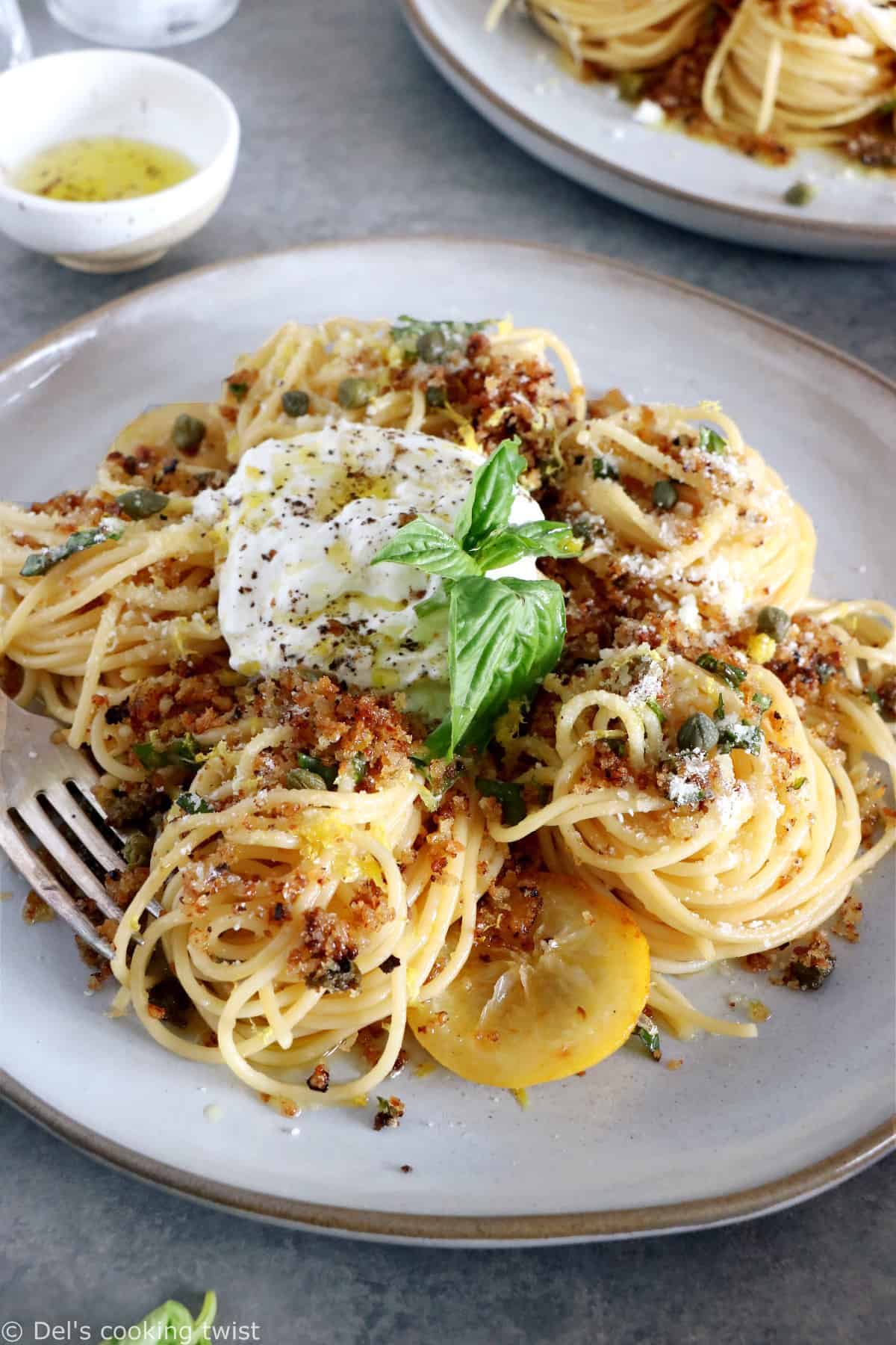 These lemon butter pasta with burrata cheese are packed with delicious garlicky and lemony flavors.