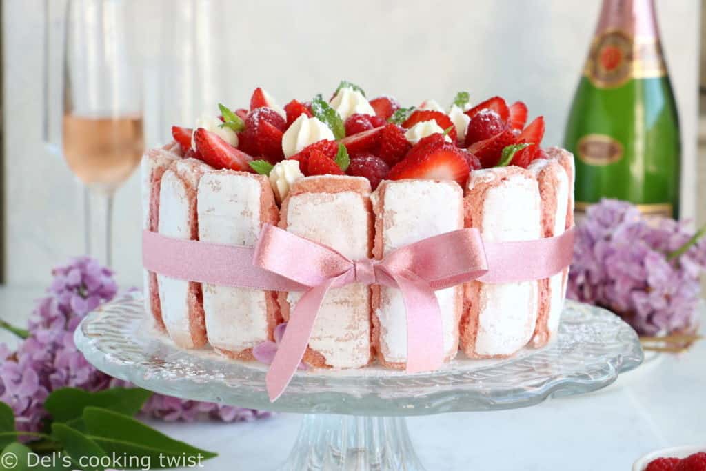 White Chocolate Strawberry Charlotte Cake - Del's cooking twist