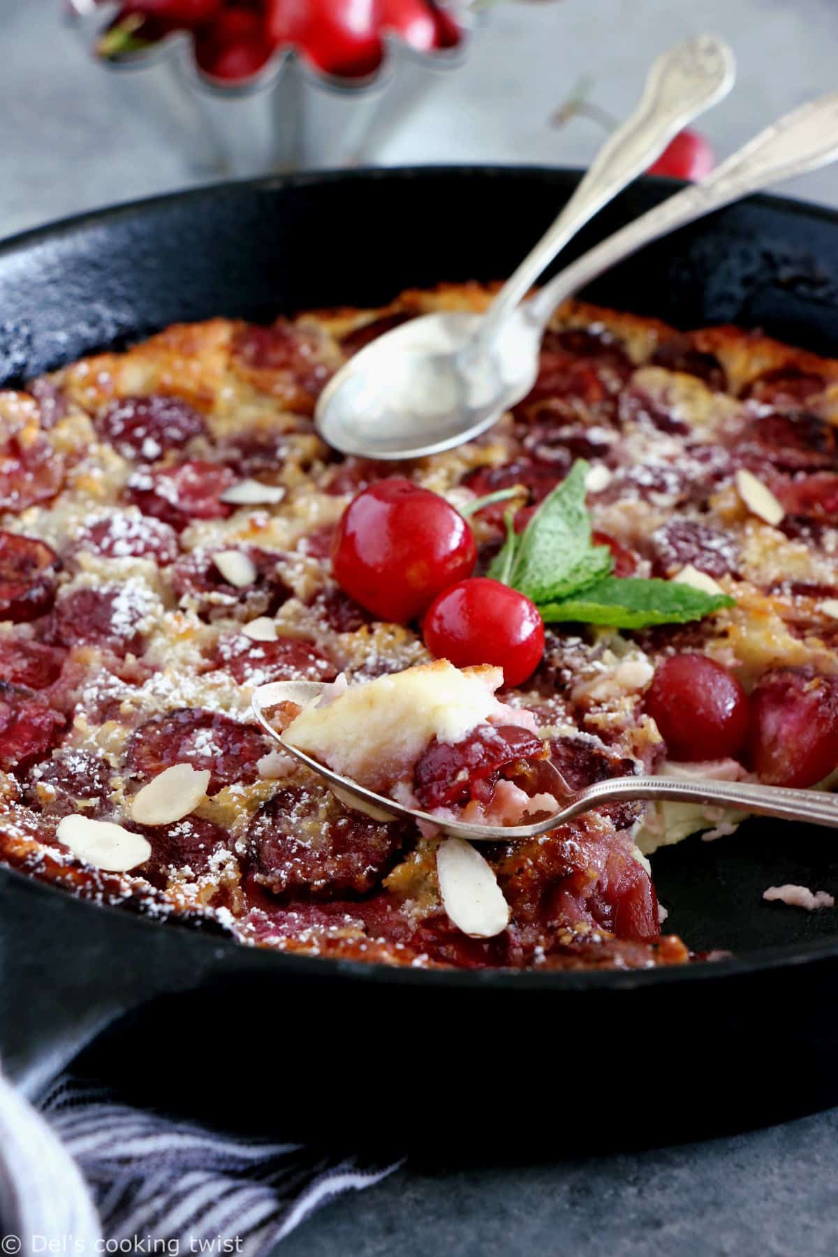 Cherry Clafoutis is a creamy custard-based dessert filled with cherries. A French classic you do not want to miss.