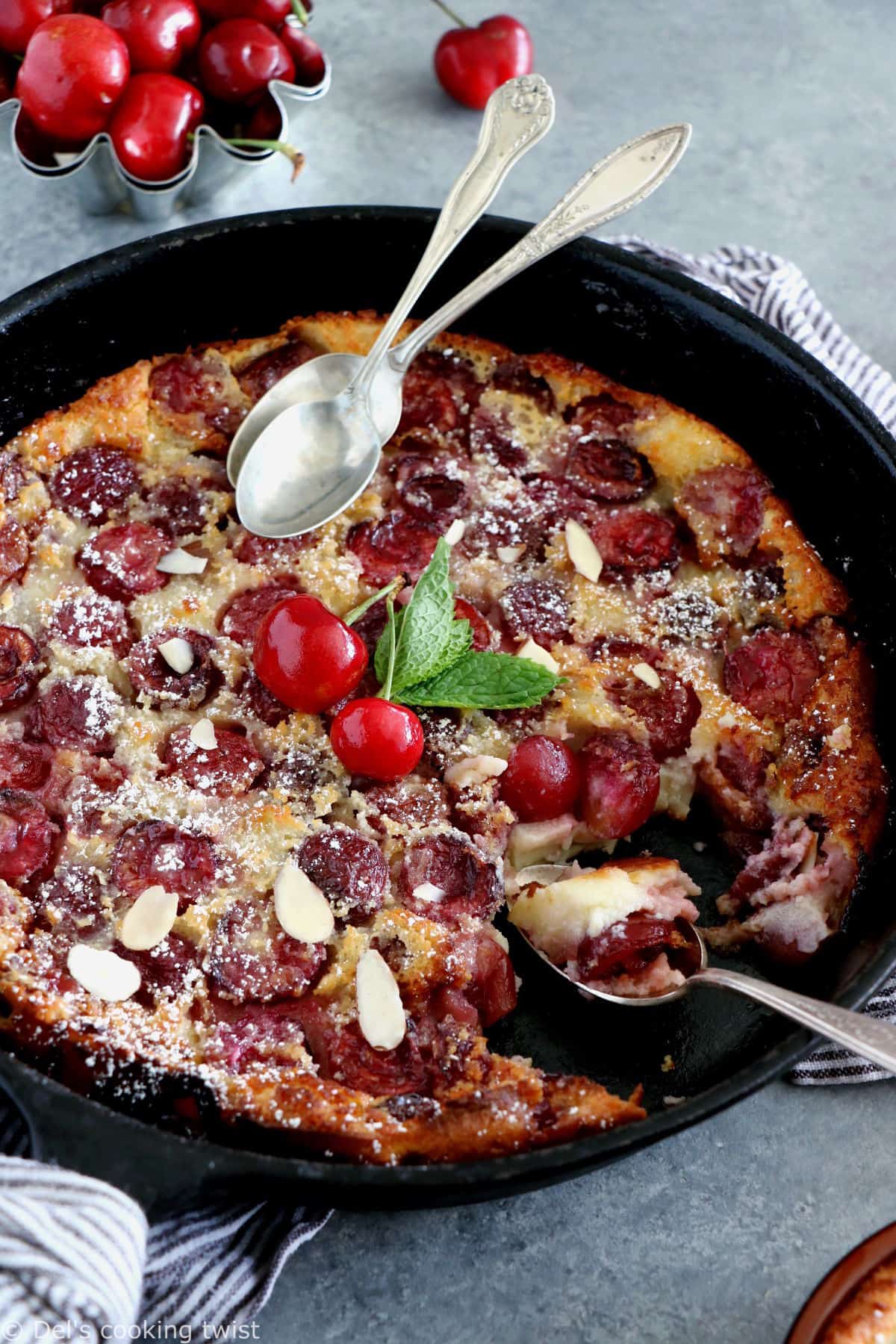 Cherry Clafoutis is a creamy custard-based dessert filled with cherries. A French classic you do not want to miss.