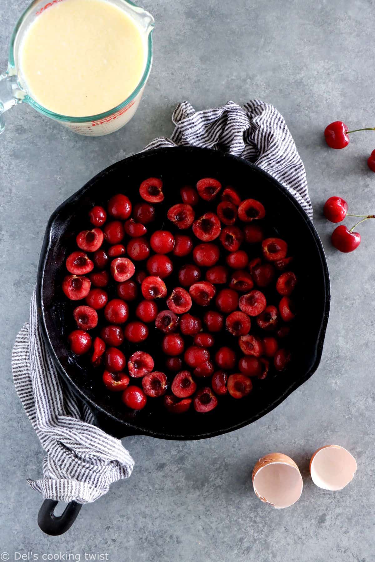 Cherry Clafoutis is a creamy custard-based dessert filled with cherries. A French classic you do not want to miss.