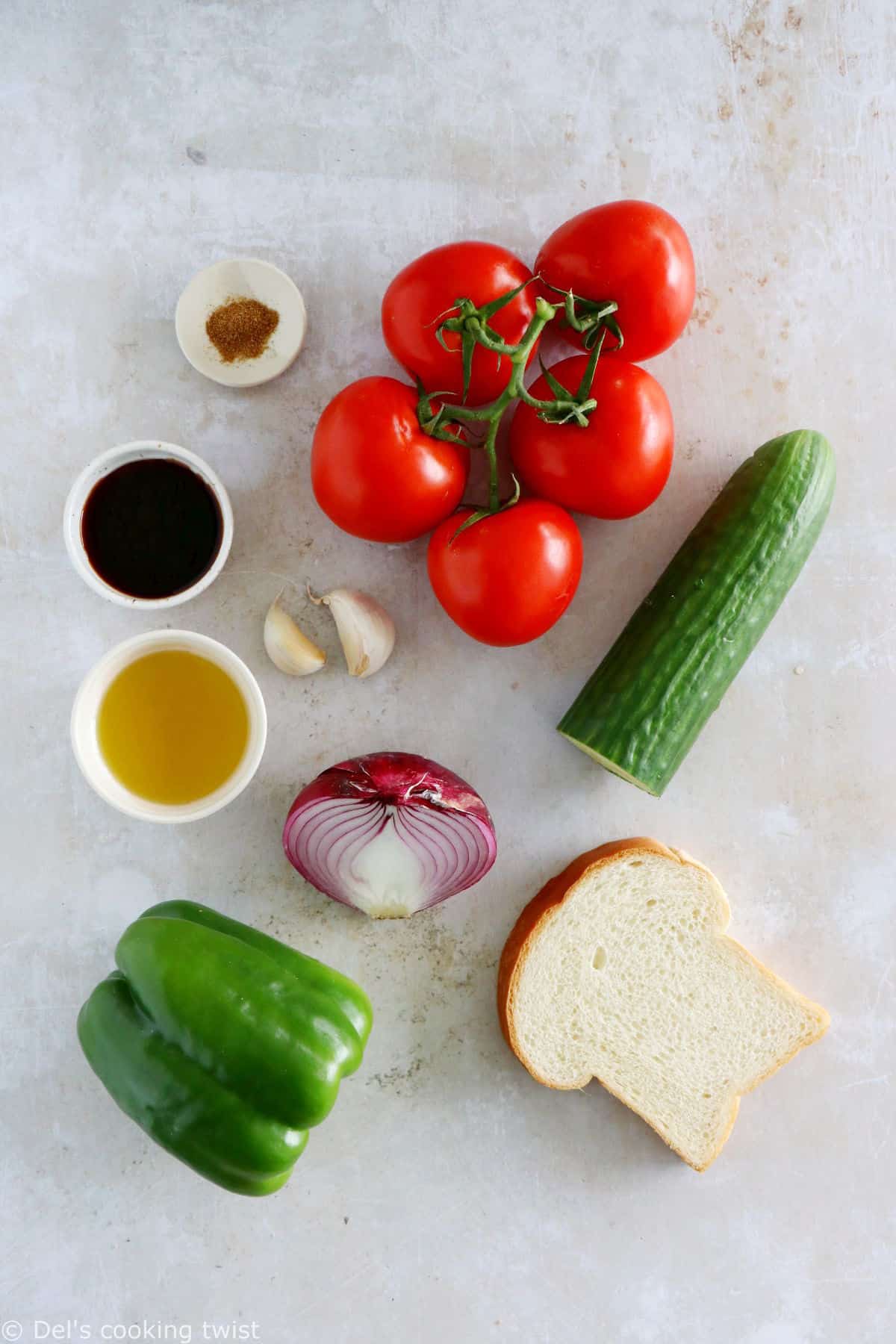 Cool off with this easy 10-minute gazpacho recipe. Prepared with sun-ripe tomatoes and other summer vegetables mixed in a blender with other seasoning, this chilled soup is super refreshing and bursting with fresh-from-the-garden flavors.