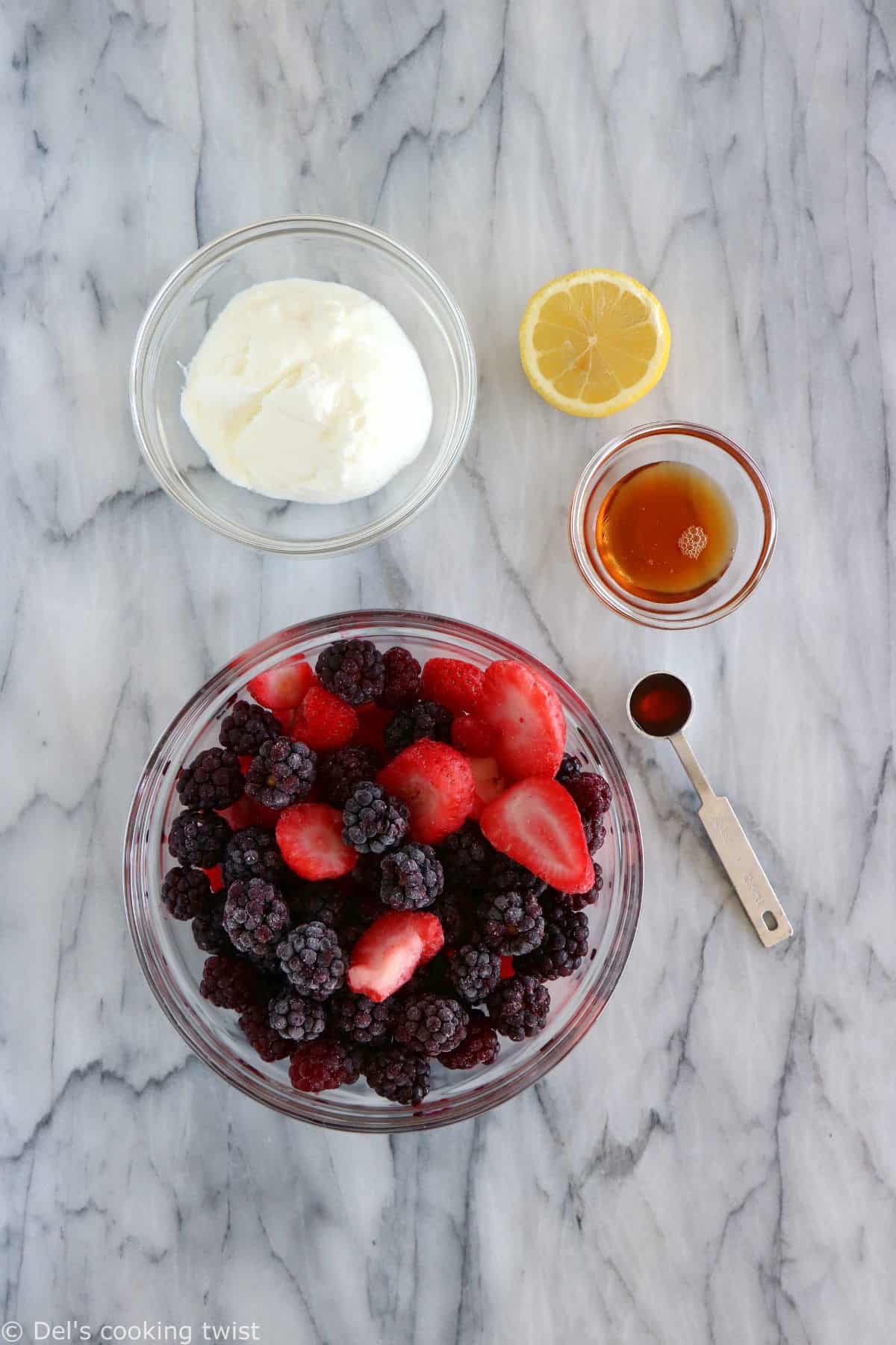 5-minute berry frozen yogurt is the ultimate treat to indulge on a hot summer day. It's quick, super healthy, and packed with protein.