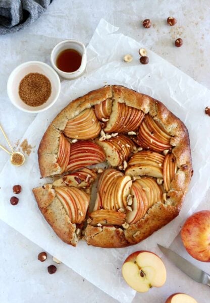 Loaded with fall flavors, this apple galette with hazelnut crust is way easier to make than an apple pie, yet equally delicious.