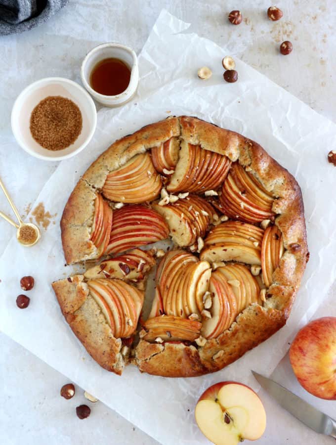 Loaded with fall flavors, this apple galette with hazelnut crust is way easier to make than an apple pie, yet equally delicious.