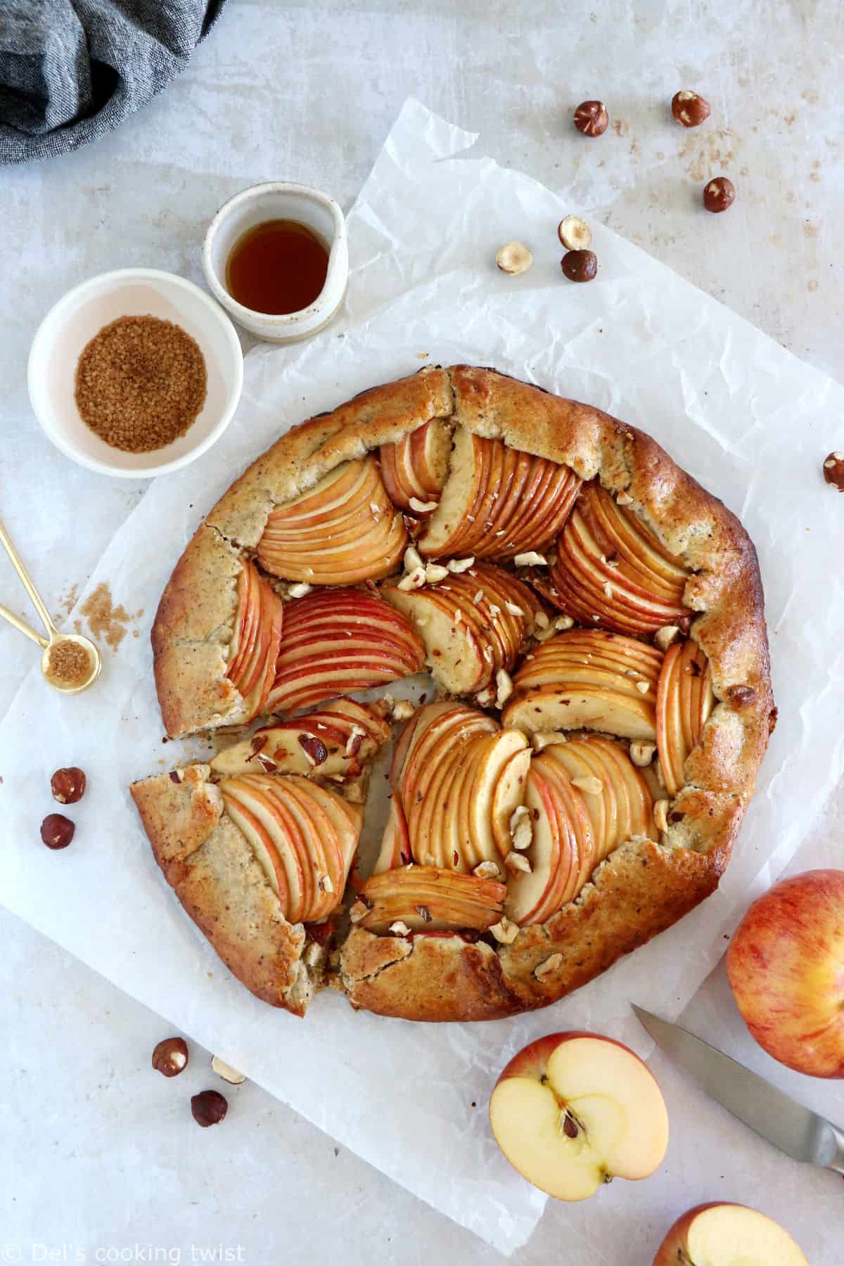 Loaded with fall flavors, this apple galette with hazelnut crust is way easier to make than an apple pie, yet equally delicious.