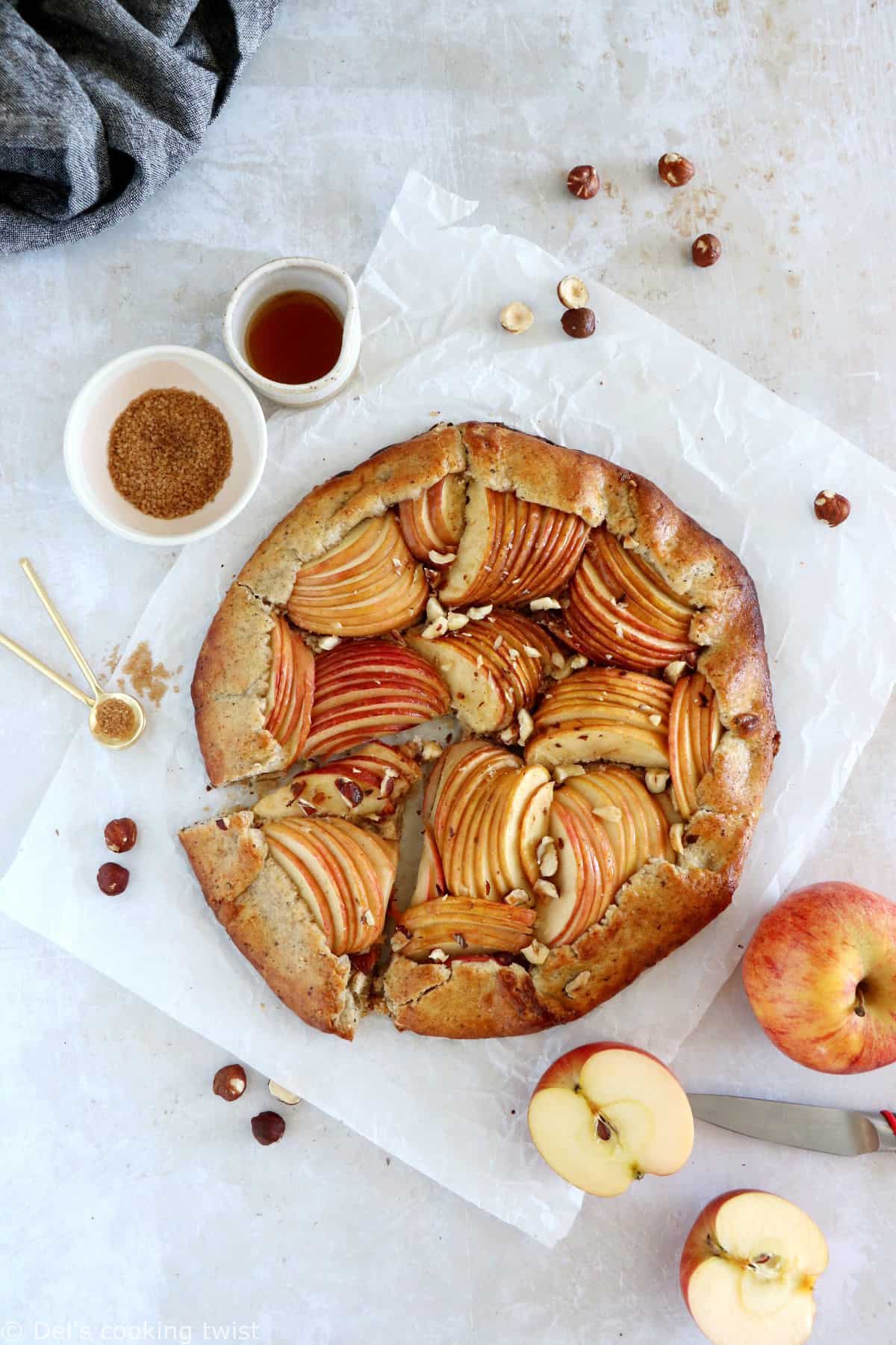 Loaded with fall flavors, this apple galette with hazelnut crust is way easier to make than an apple pie, yet equally delicious.