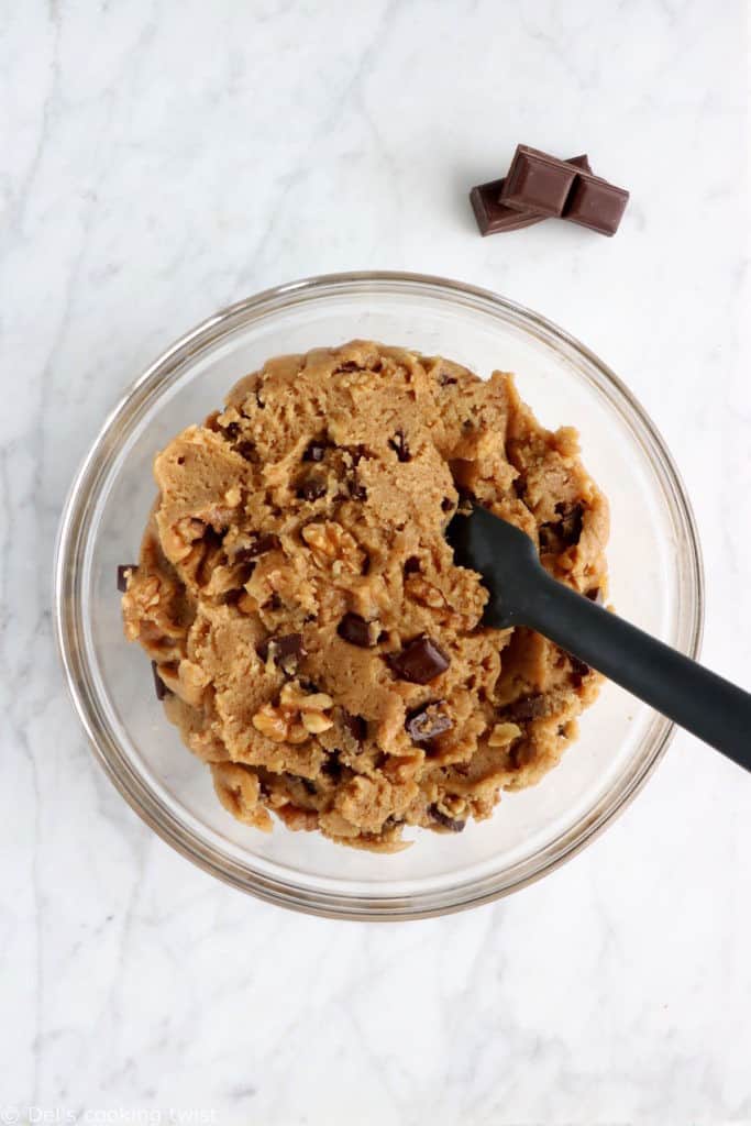 Both crunchy and chewy, these brown butter walnut chocolate chip cookies are truly out of this world. The brown butter also adds some delicious nutty flavors.