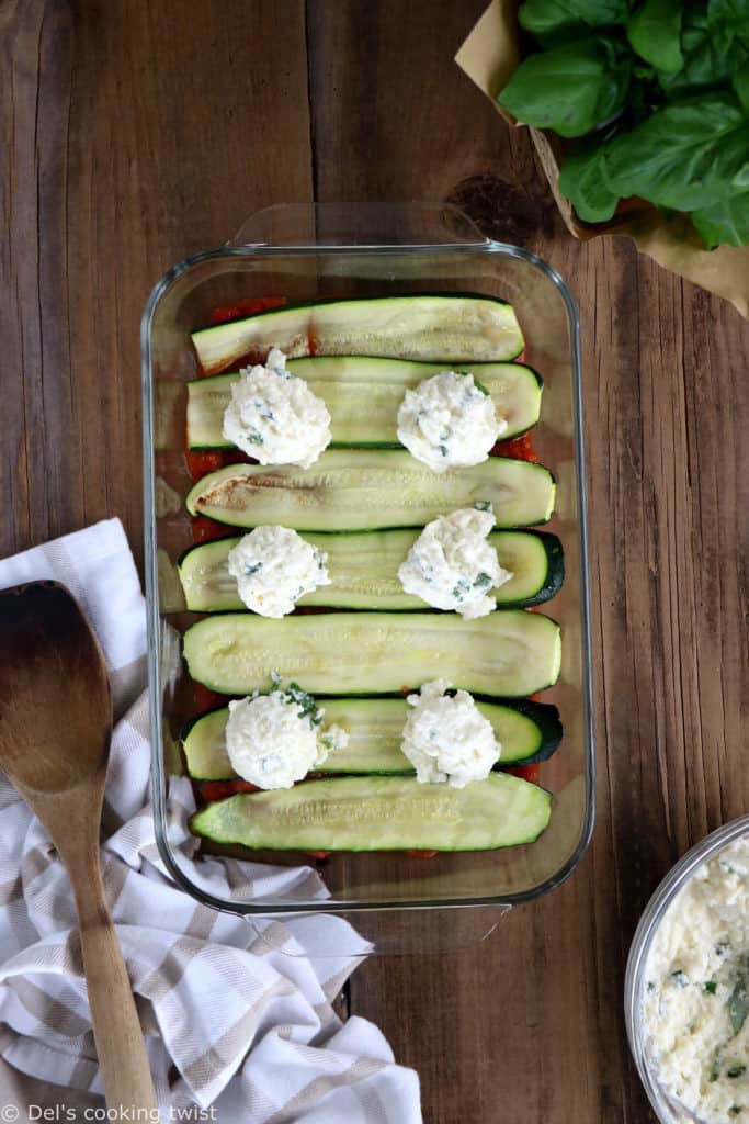 With layers of cheese, tomato sauce and vegetables, this EASY vegetarian lasagna is low-carb, gluten-free, and simply prepared with zucchini noodles.