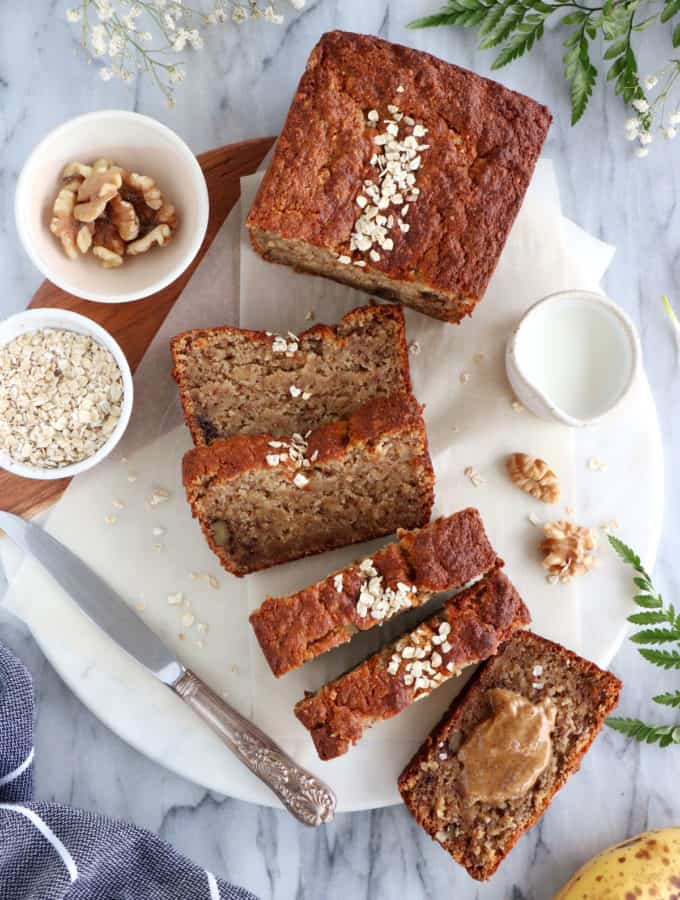 This perfect gluten-free banana bread is prepared with a homemade 3-ingredient gluten-free flour mix. It's moist and flavorful!