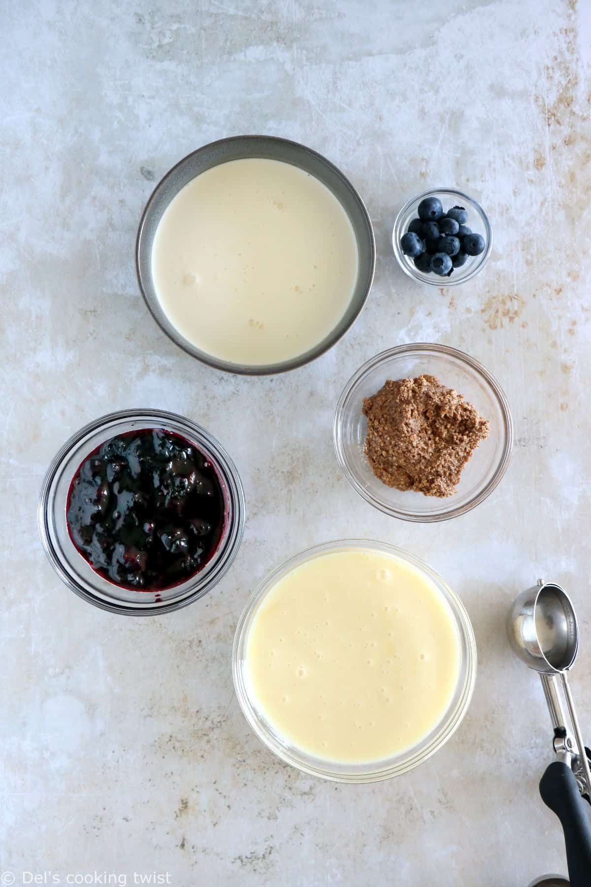 With just 5 ingredients and no ice cream maker, this easy no-churn blueberry almond butter ice cream is super creamy, sweet and completely decadent!