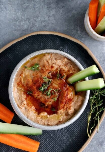 This smoky red lentil dip is quick, easy to prepare, with delicious smoky and spicy flavors.