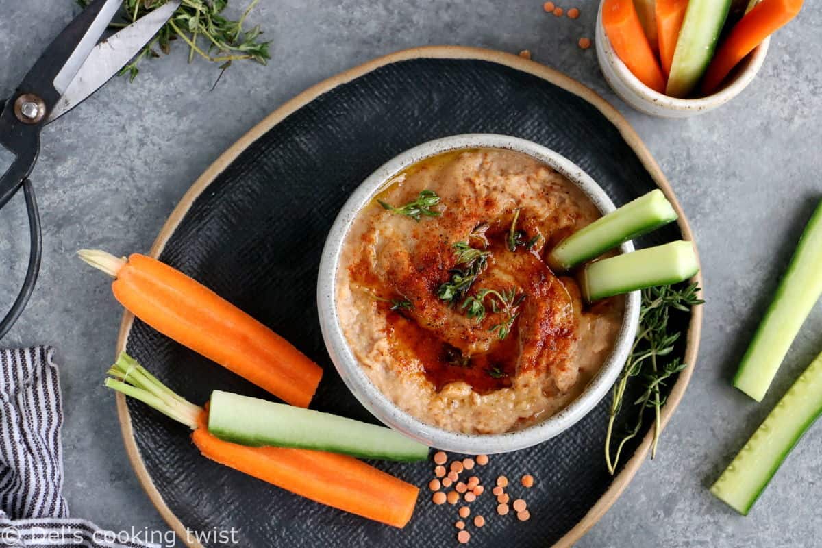 This smoky red lentil dip is quick, easy to prepare, with delicious smoky and spicy flavors.