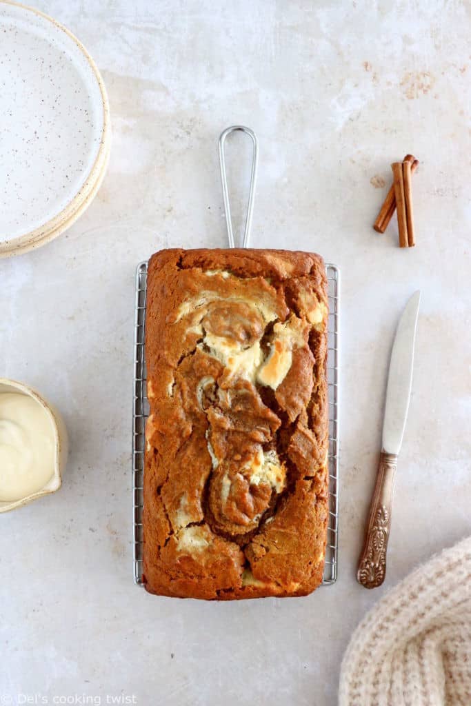 Brown butter pumpkin bread with cream cheese is the ultimate fall treat to indulge. This pumpkin bread is soft, moist, loaded with pumpkin spice flavors, and better than in your favorite coffee shop!