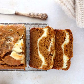 Brown butter pumpkin bread with cream cheese is the ultimate fall treat to indulge. This pumpkin bread is soft, moist, loaded with pumpkin spice flavors, and better than in your favorite coffee shop!