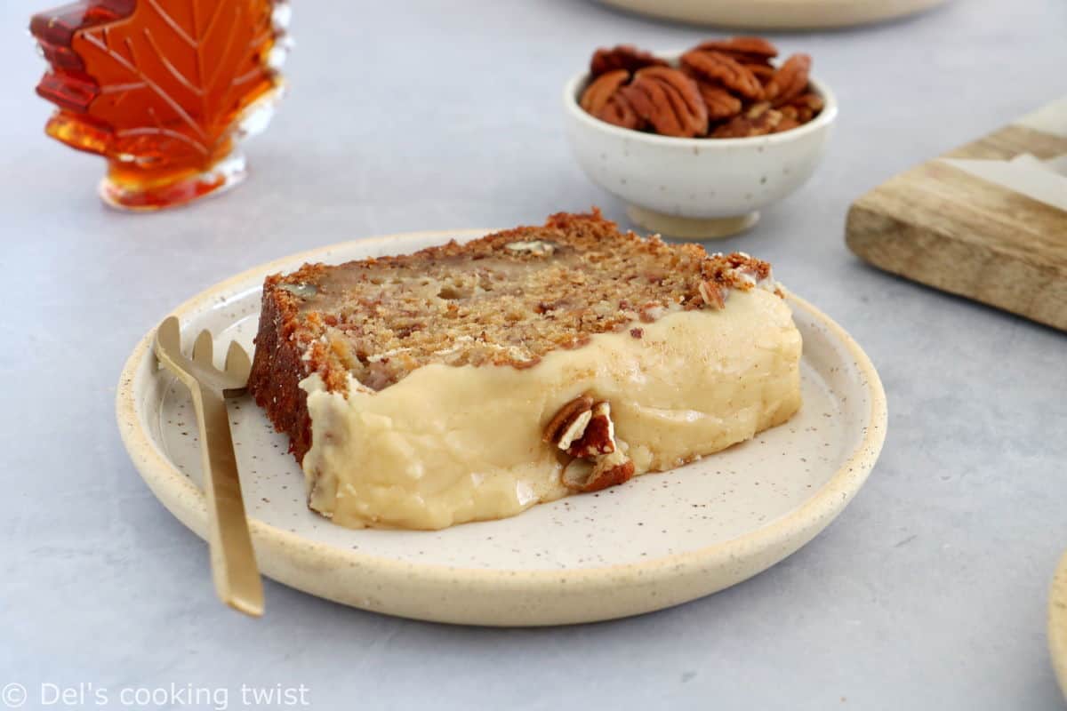 This amazing maple pecan banana bread features some crunchy pecans and a creamy maple icing with a hint of salt to cut the extra sweetness. 