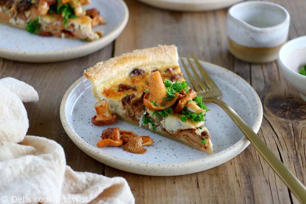 Chanterelle mushroom tart is a traditional Swedish recipe prepared with fresh chanterelles and Västerbotten grated cheese.
