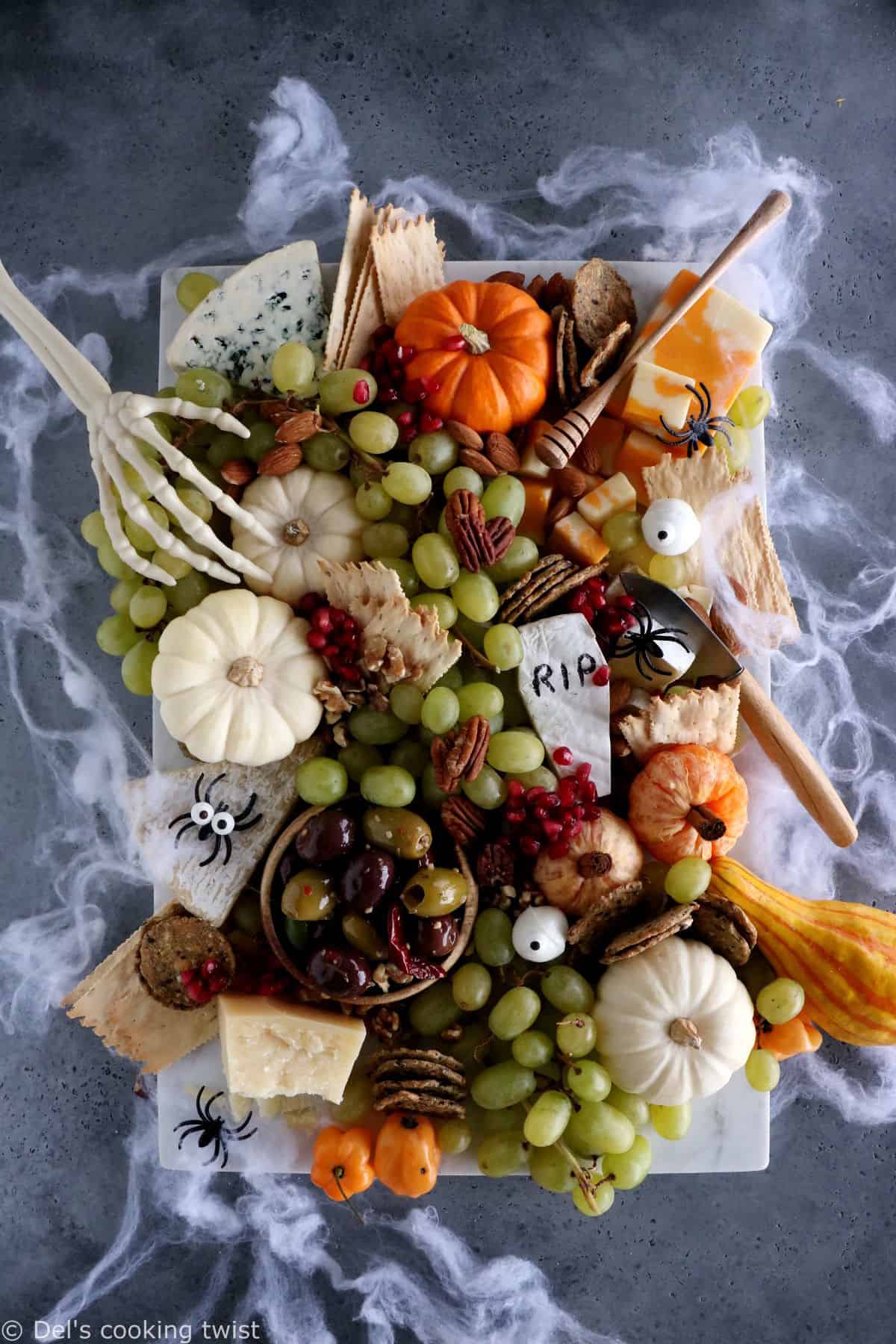 This killer vegetarian Halloween grazing board is a fun and spooky way to get you into the Halloween spirit.