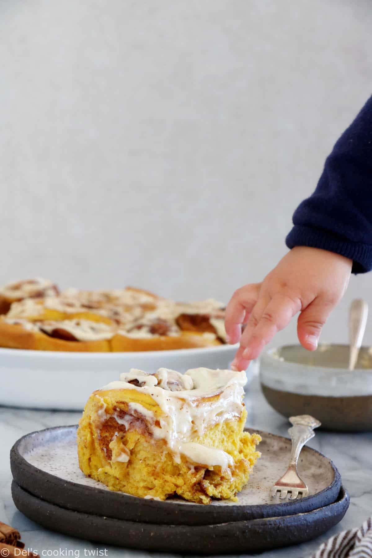 These pumpkin cinnamon rolls are soft, pillowy, prepared with real pumpkin puree, and loaded with warm pumpkin spice.