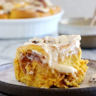 These pumpkin cinnamon rolls are soft, pillowy, prepared with real pumpkin puree, and loaded with warm pumpkin spice.