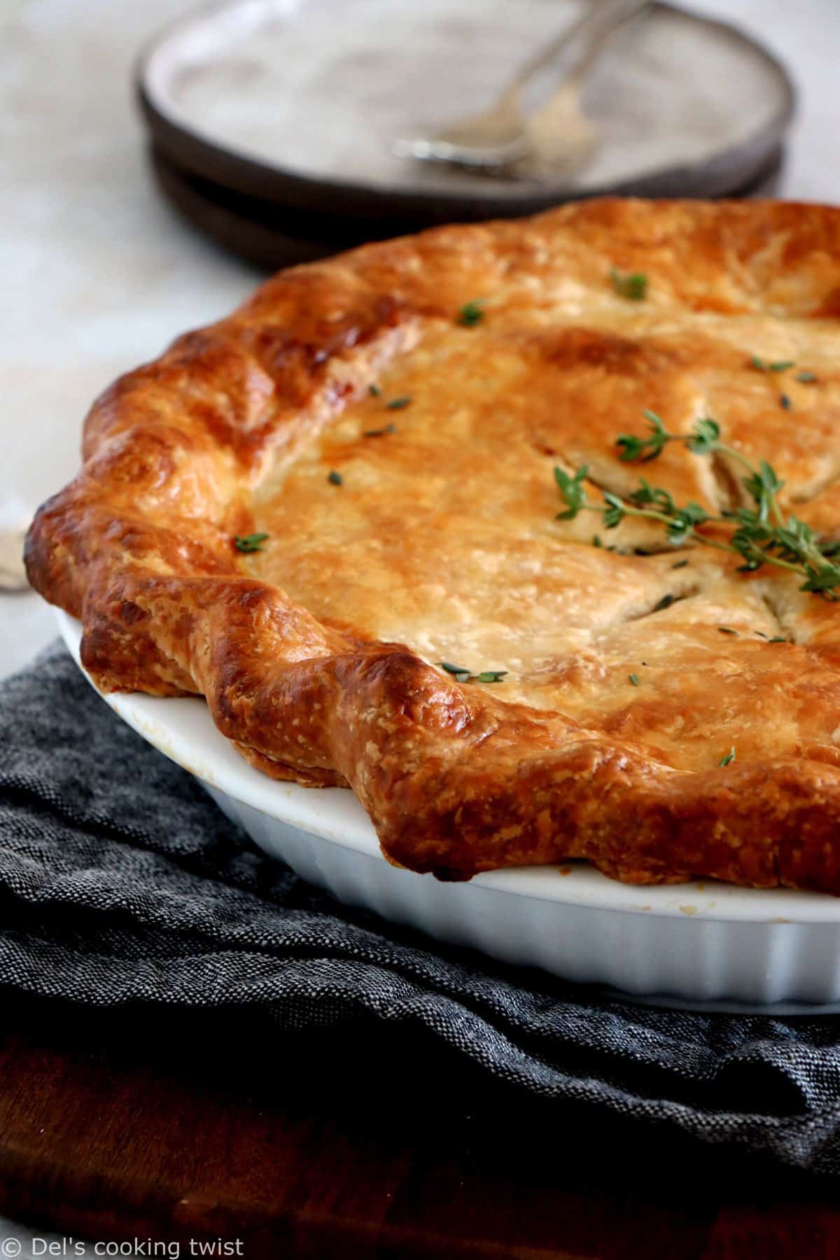 Cette vegetarian pot pie (tourte aux légumes) est une recette américaine réalisée avec une garniture crémeuse de légumes entre deux couches de pâte croustillantes.