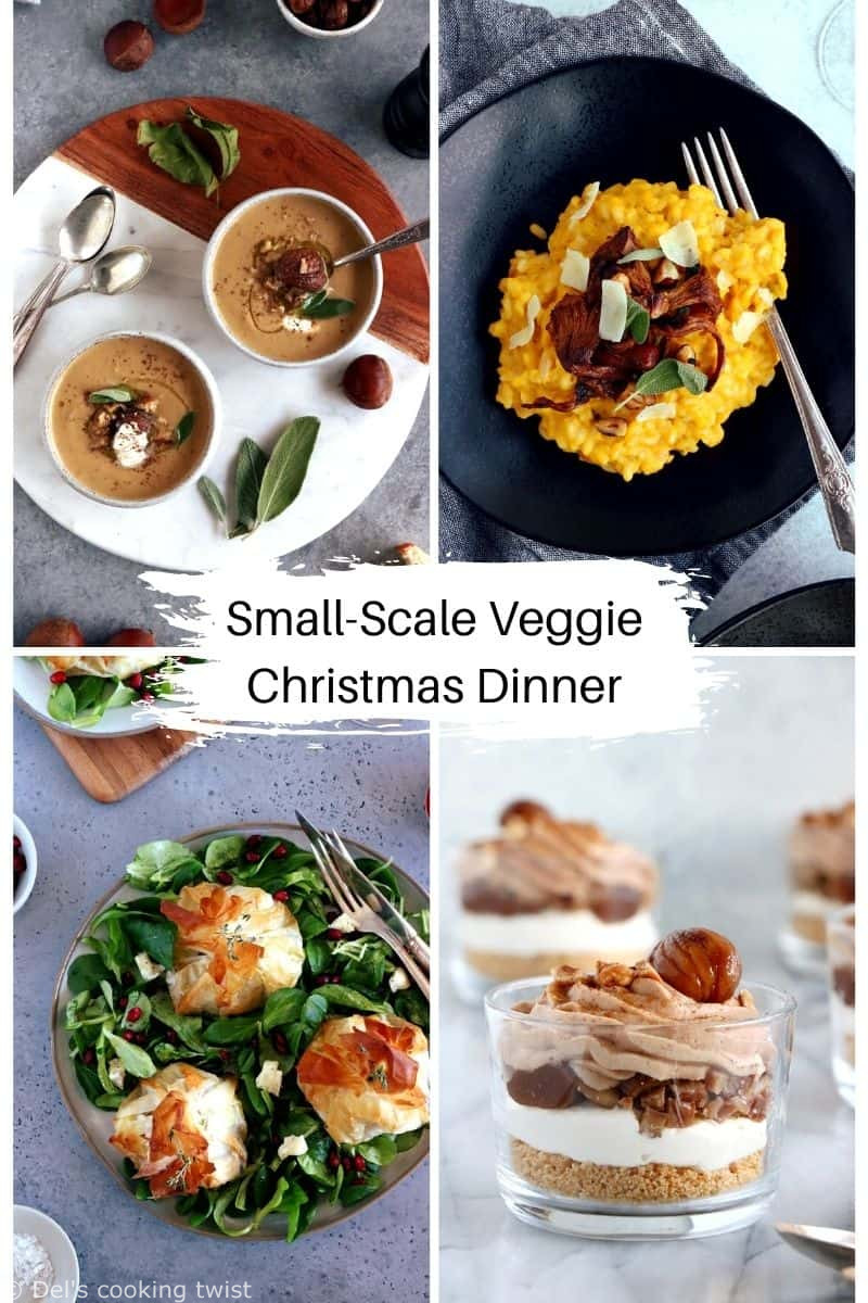 10 meatless Christmas dinner ideas, with various options (meatless, vegetarian, vegan or gluten-free), for small or larger gatherings.