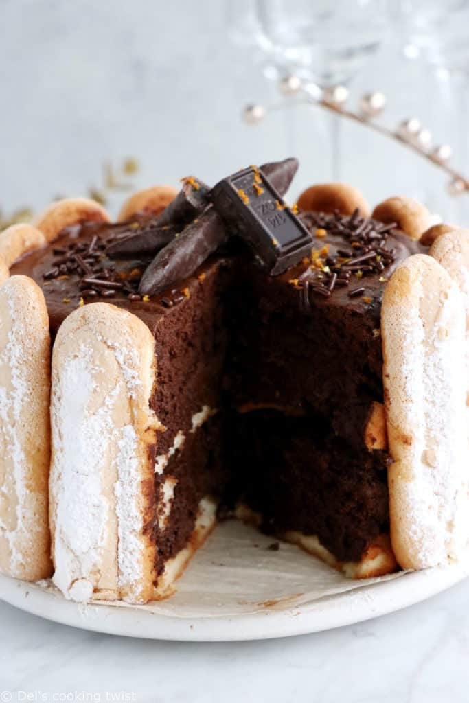 The French chocolate charlotte is an elegant no-bake dessert featuring Ladyfingers and a rich chocolate mousse.