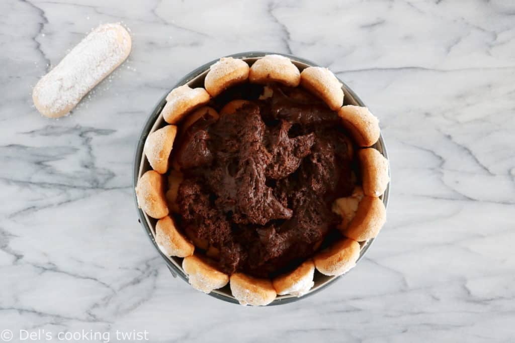 The French chocolate charlotte is an elegant no-bake dessert featuring Ladyfingers and a rich chocolate mousse.